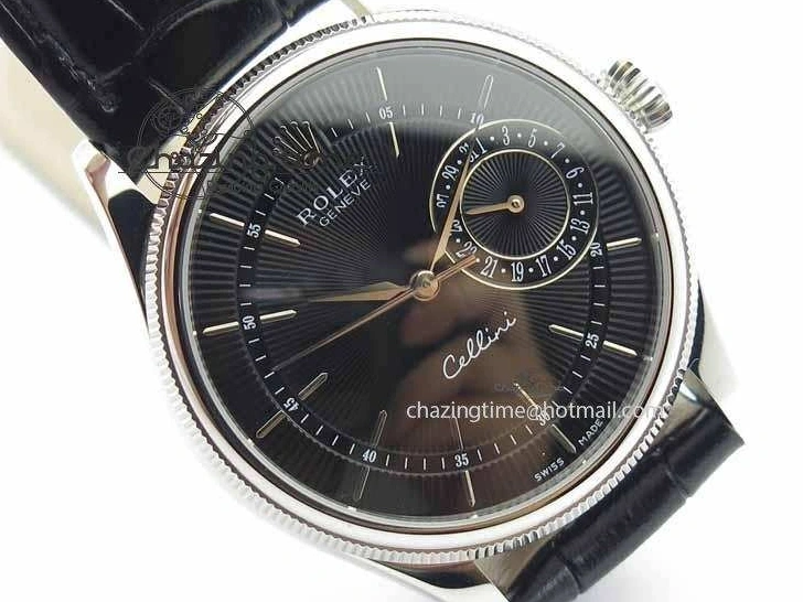 0217 Cellini Date VF Best Edition SS Black Dial Stick Markers On Black Leather Strap A Lightweight 3725